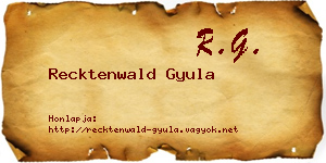 Recktenwald Gyula névjegykártya